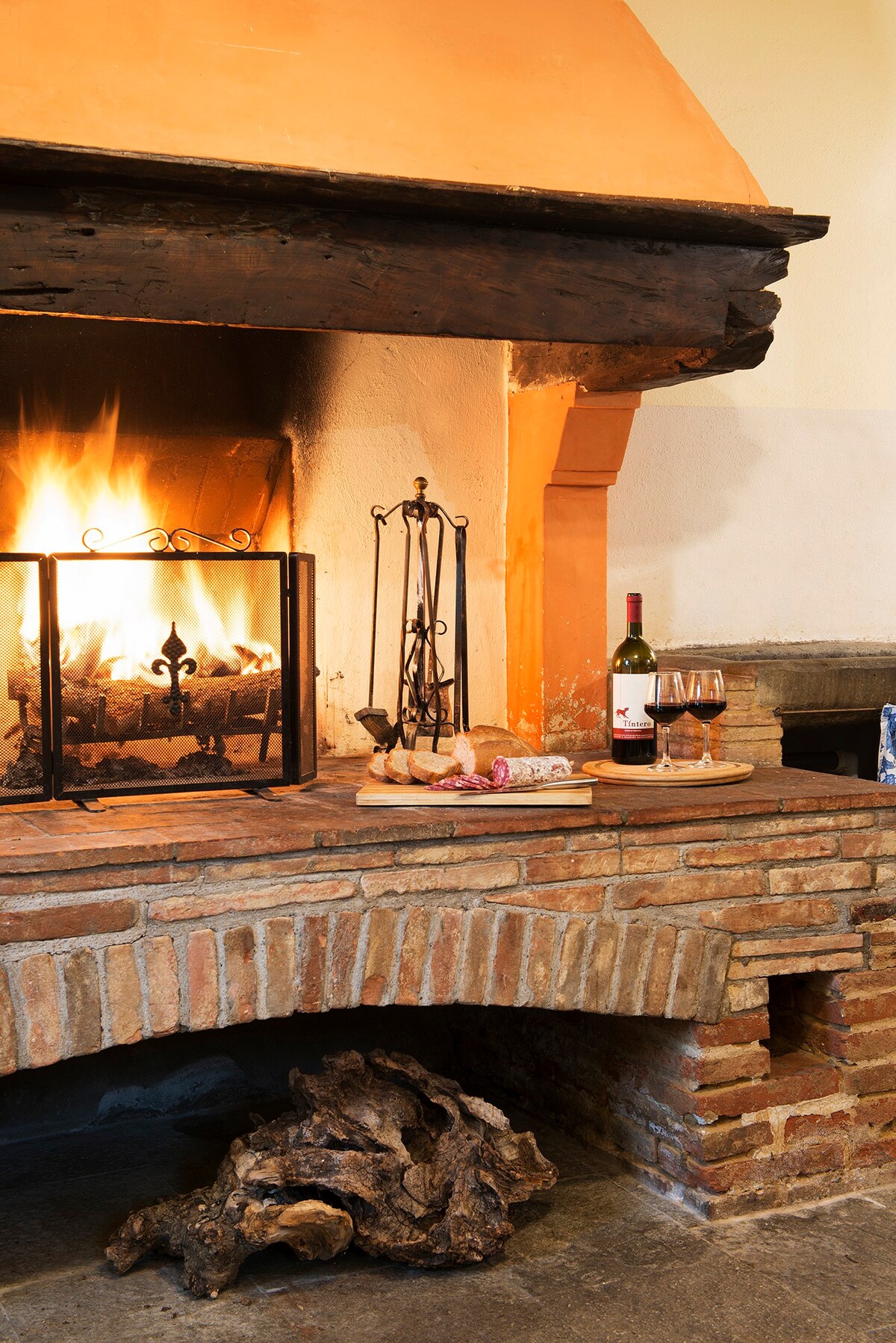 Antique stone fireplace